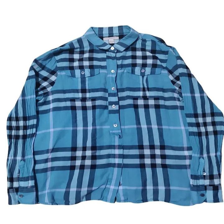 Burberry Burberry Stylish Plaid Long Sleeve Button-Up Shirt 0079 Size XL / US 12-14 / IT 48-50 - 1 Thumbnail