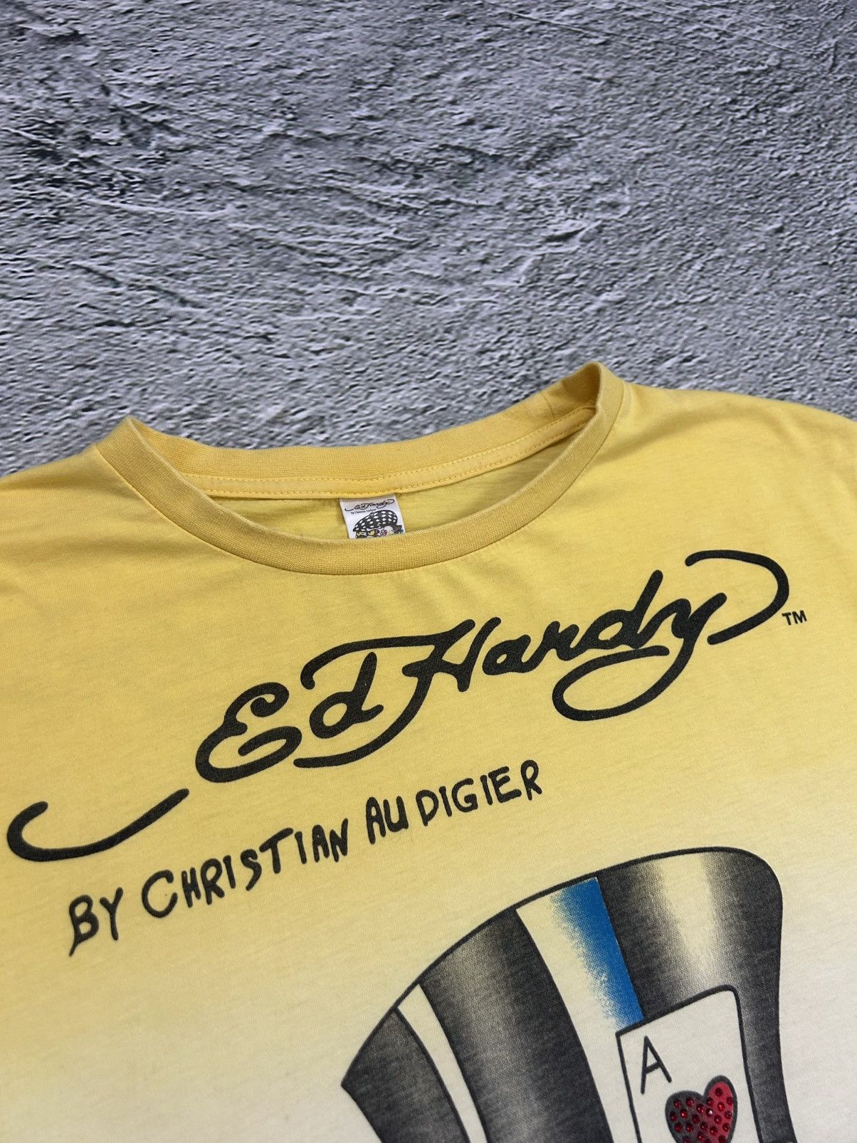 Christian Audigier × Ed Hardy × Vintage Ed Hardy Christian Audigier vintage yellow T-shirt big logo Size US XL / EU 56 / 4 - 2 Thumbnail