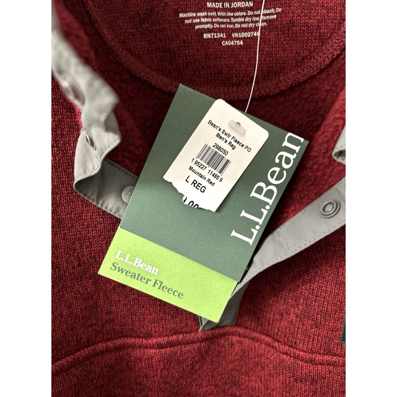 Vintage VINTAGE? No — NWT L.L. Bean Sweater Fleece Pullover Mens Large Red 298050 Knit Pocket Pullover Hiking Casual Winter Fall Ski Size US L / EU 52-54 / 3 - 7 Thumbnail