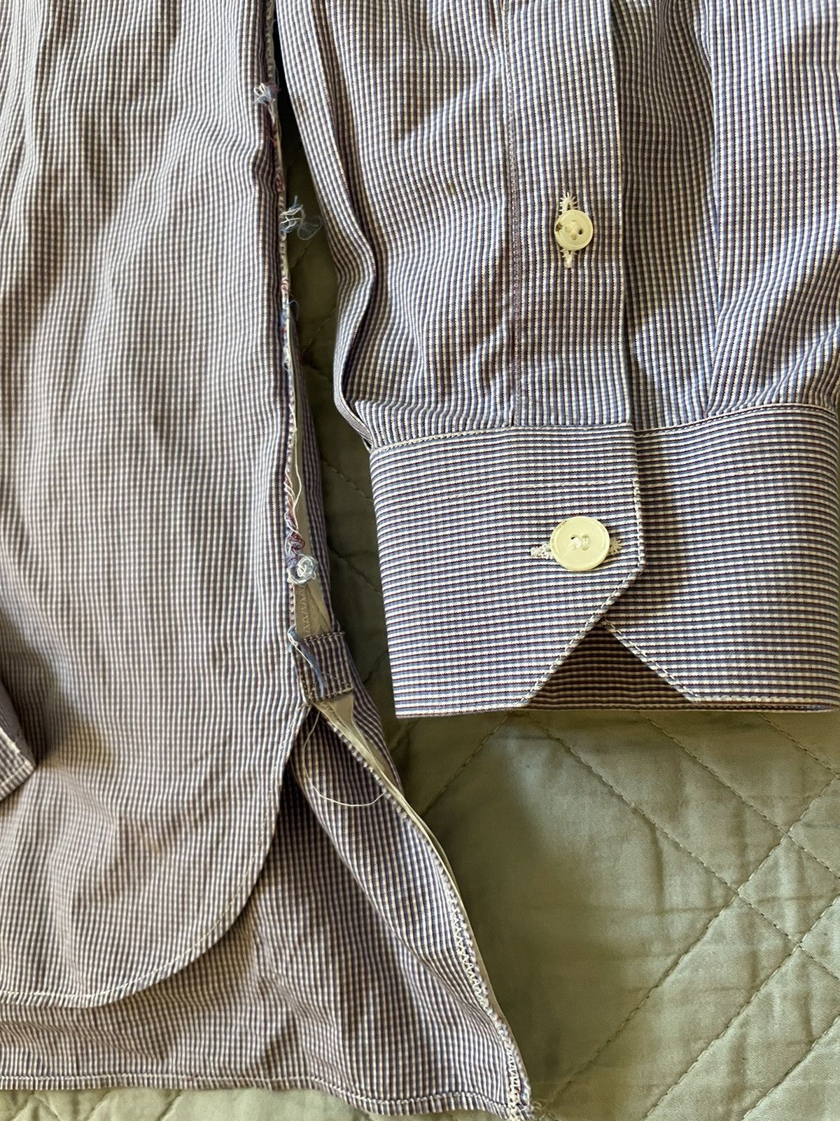 Lanvin Micro Check Shirt with Raw Seam Detail Size US L / EU 52-54 / 3 - 3 Thumbnail