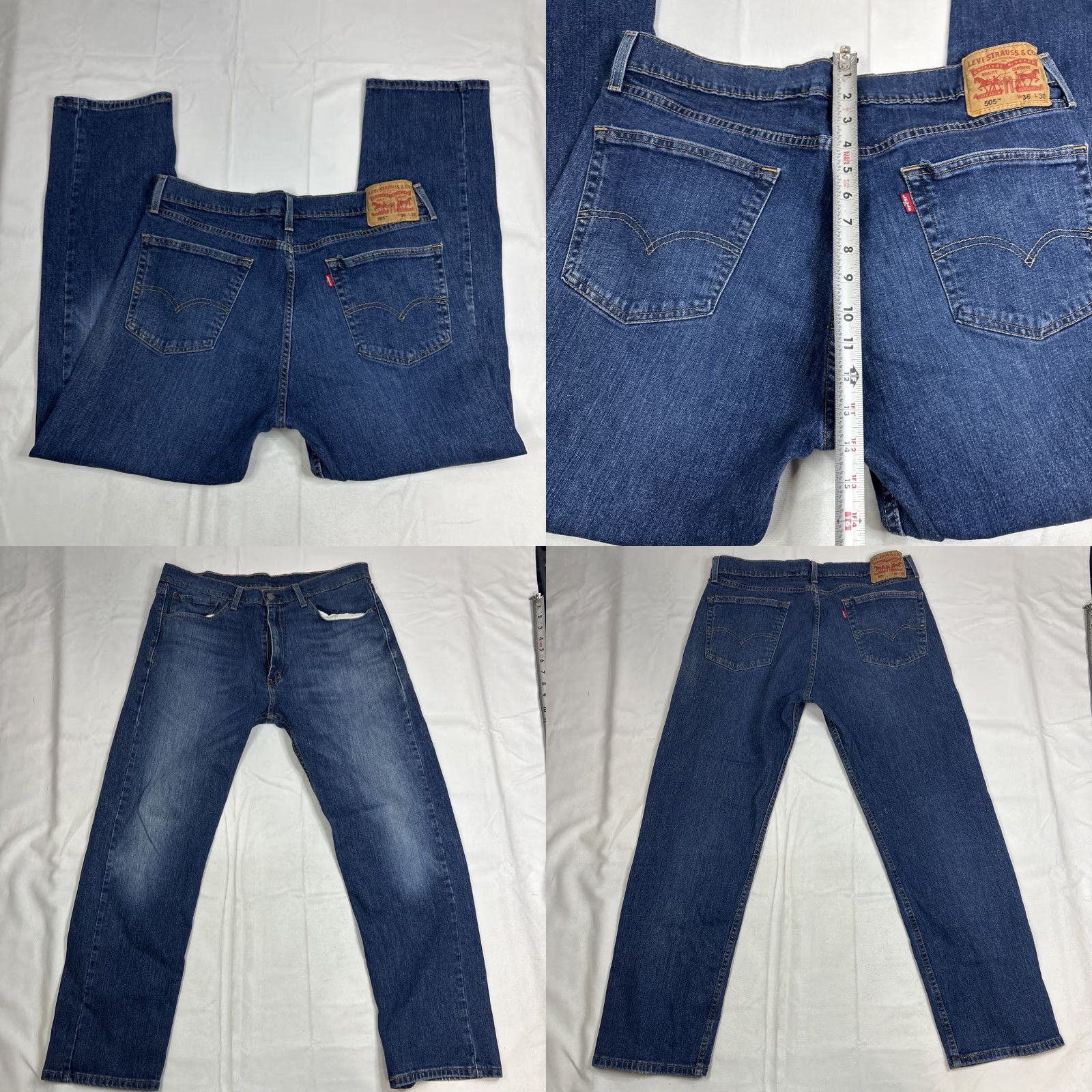 Levi's Levi's 505 Jeans Medium Wash Men Adult 36x30 Straight Leg Blue Denim Regular Pocket Coin 90s? Size US 36 / EU 52 - 8 Thumbnail