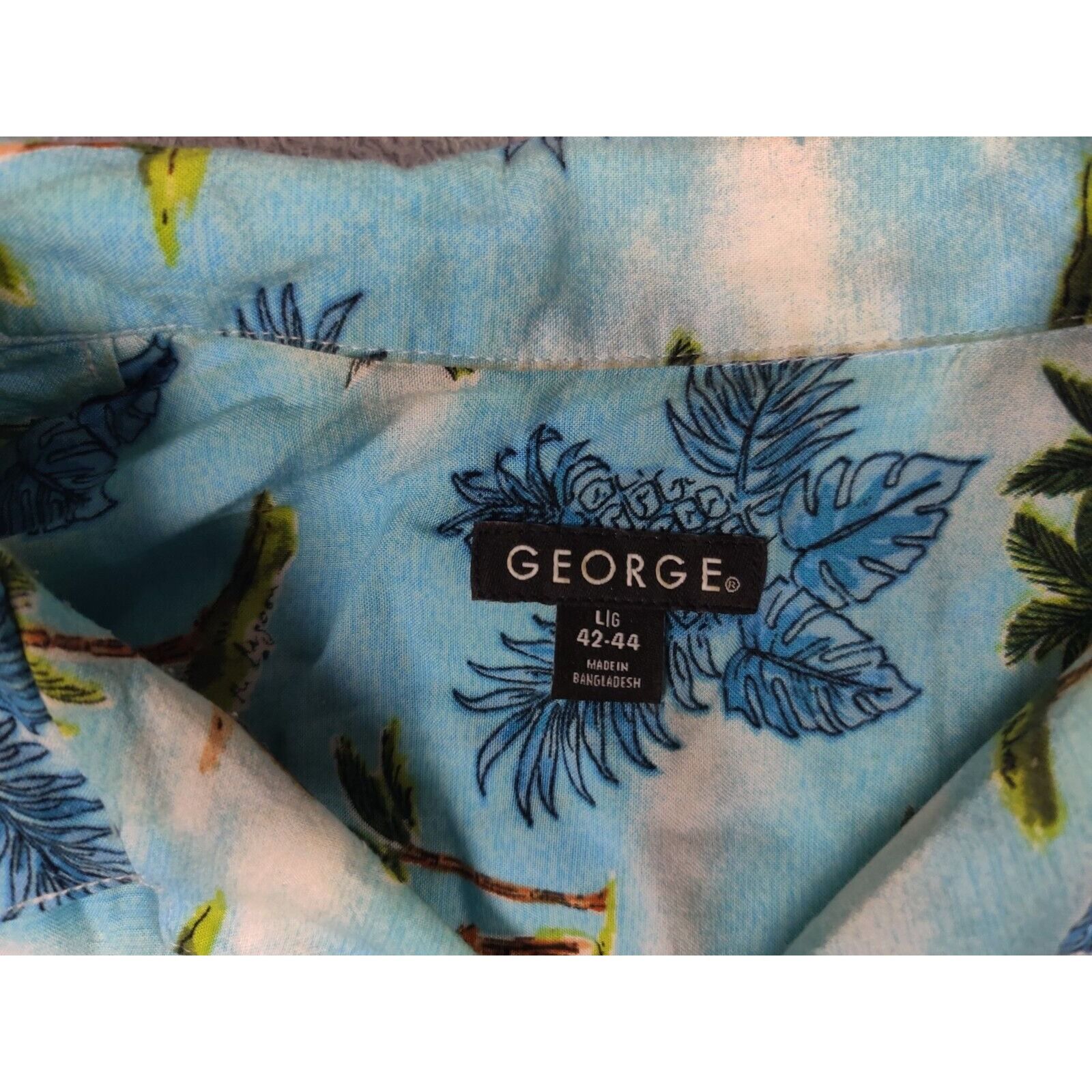 George George Shirt Adult Mens Large Light Blue Floral Beach Size US L / EU 52-54 / 3 - 4 Thumbnail