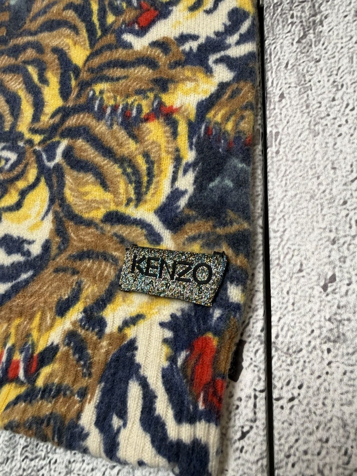 Kenzo Kenzo Paris Wool Tiger All Over Printed Scarf MultiColor Size ONE SIZE - 4 Thumbnail