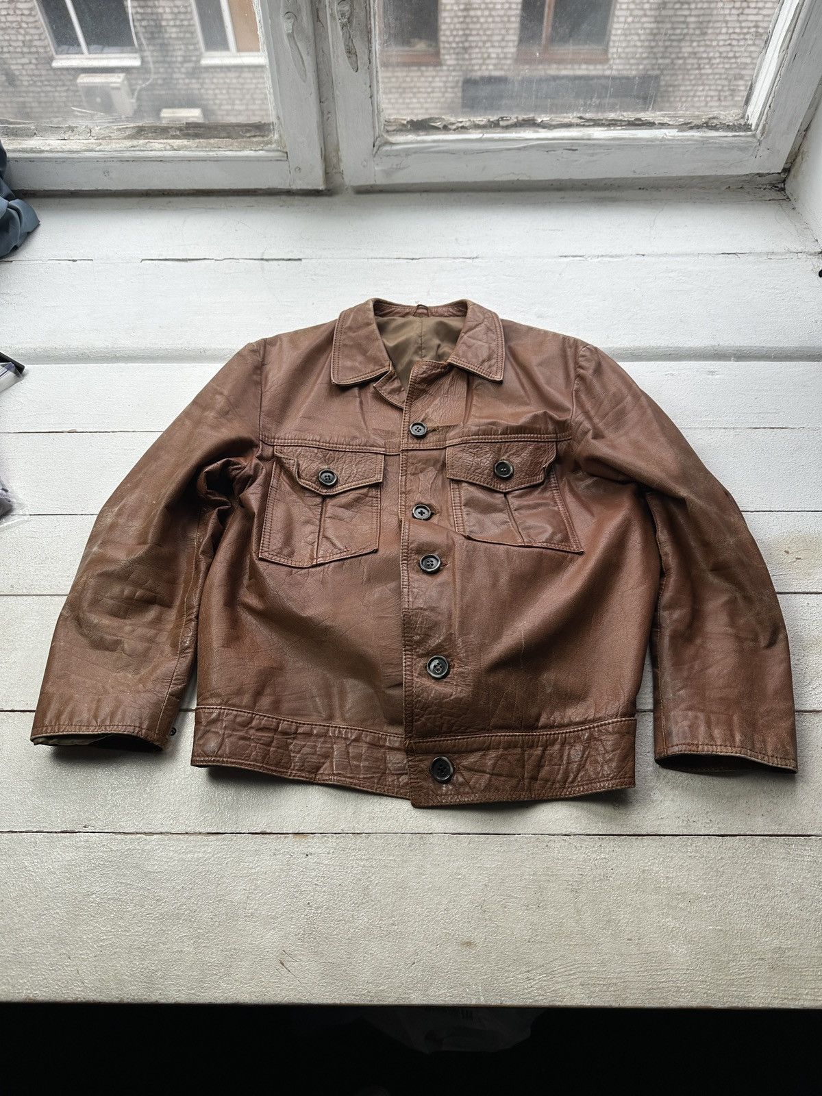 Vintage VNTG🚨 LEATHER JACKET LUXURY AVANT GARDE Y2K MOTO COWBOY Size US M / EU 48-50 / 2 - 1 Thumbnail