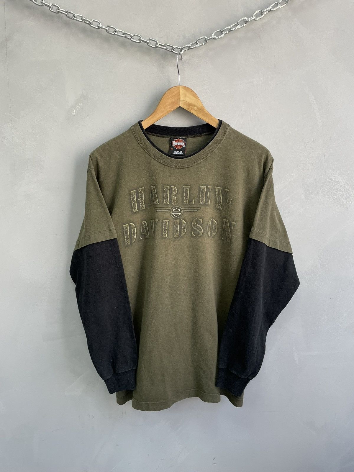 Harley Davidson Vintage washed 2000s Harley Davidson flames long sleeve Size US M / EU 48-50 / 2 - 1 Thumbnail
