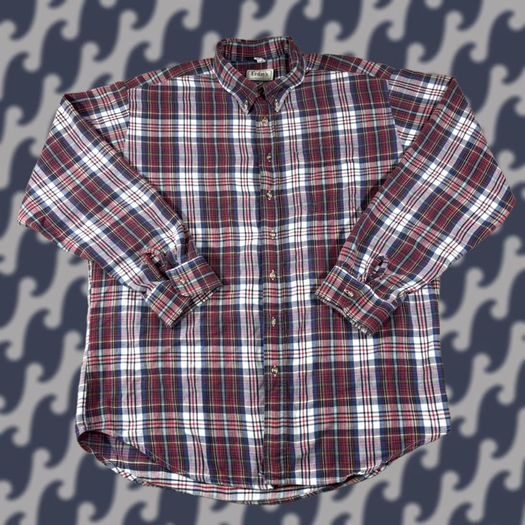 Vintage VINTAGE Erday’s Geneva ILL Red Plaid Long Sleeve Flannel 100% Cotton • Size XL Men Shirt Red Plaid Long Sleeve Button-Up Size US XL / EU 56 / 4 - 1 Thumbnail