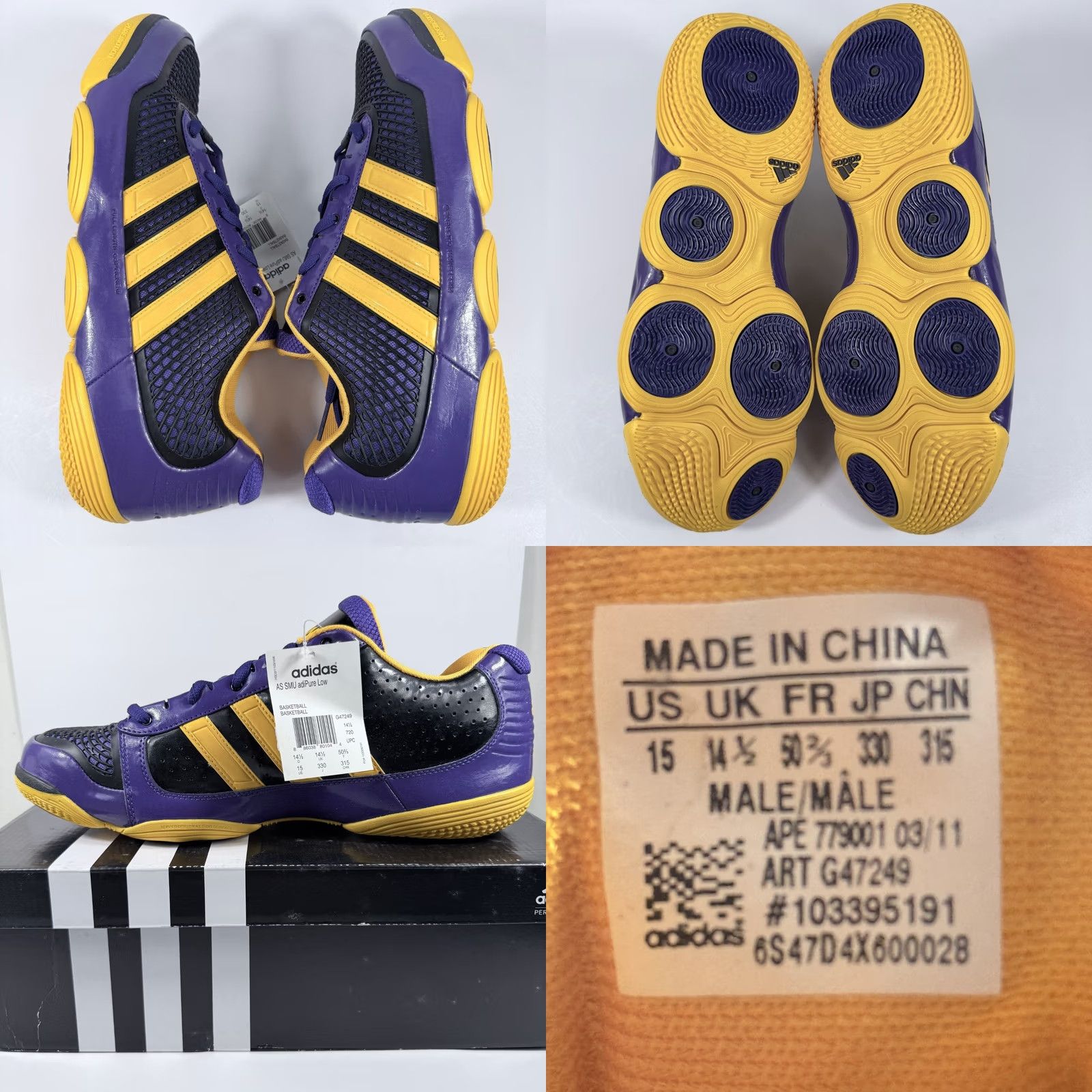 Adidas Adidas AS SMU Adipure Low Sneakers Men Purple/Black Basketball Shoes - 15 Size US 15 / EU 48 - 8 Thumbnail