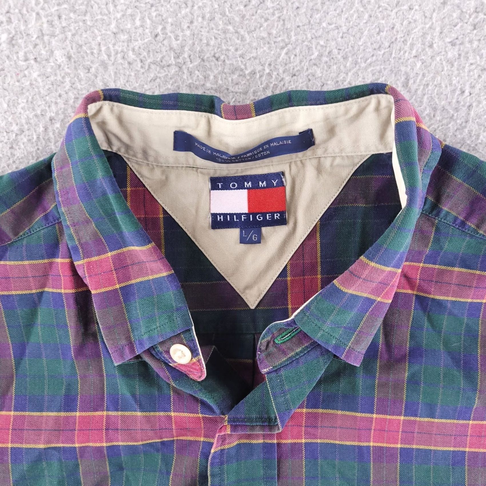 Tommy Hilfiger VINTAGE Tommy Hilfiger Shirt Mens Large Plaid Flannel Retro Long Sleeve Button-Up Size US L / EU 52-54 / 3 - 2 Thumbnail