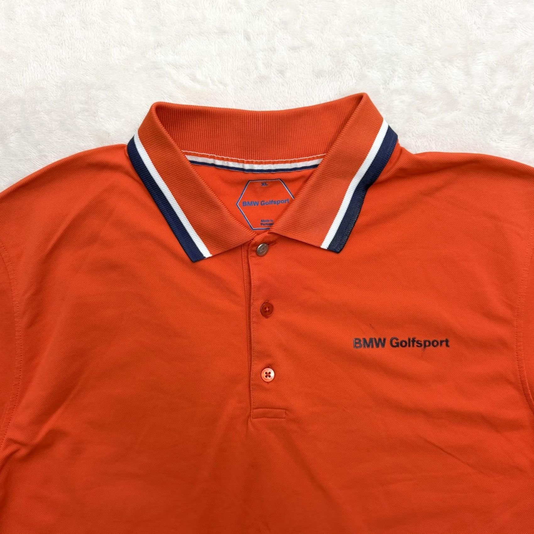 BMW BMW Golfsport Polo Shirt Mens XL Orange Golf Striped Collar Logo Performance Size US XL / EU 56 / 4 - 2 Thumbnail