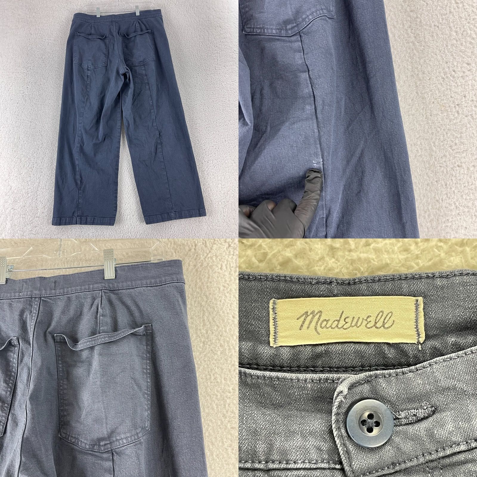 Madewell Madewell Emmett Pants Womens Size 32 Blue Wide-Leg Crop High-Rise Casual Pocket Pants Size 24" / US 00 / IT 34 - 9 Thumbnail