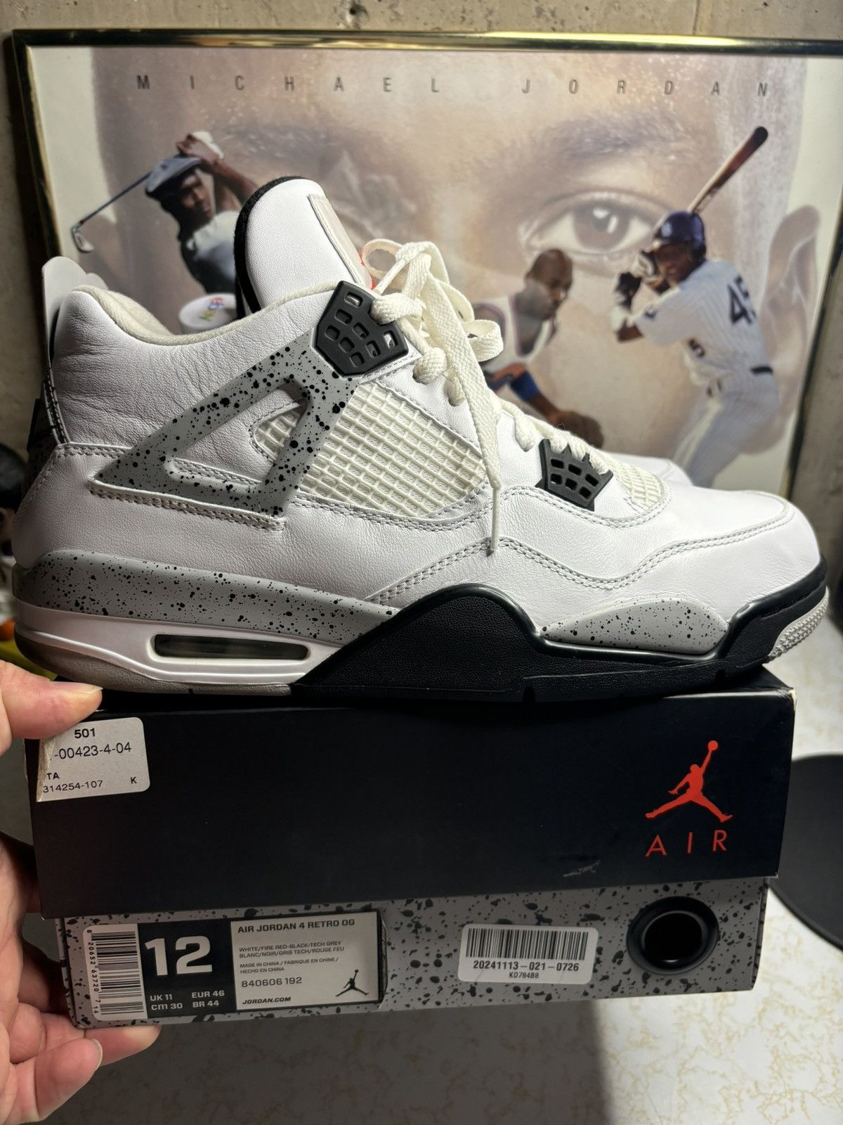 Jordan Brand Air Jordan 4 Retro OG white cement Size US 12 / EU 45 - 1 Thumbnail