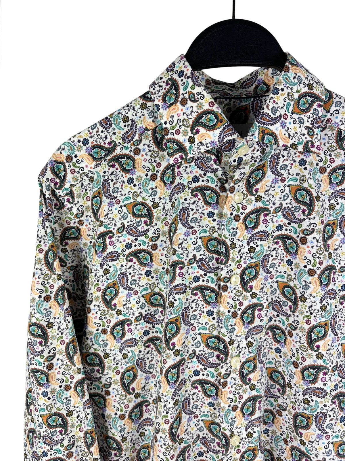 Eton Eton Dress Shirt L/S Paisley Floral Poplin Cotton Slim Fit Size US S / EU 44-46 / 1 - 2 Thumbnail
