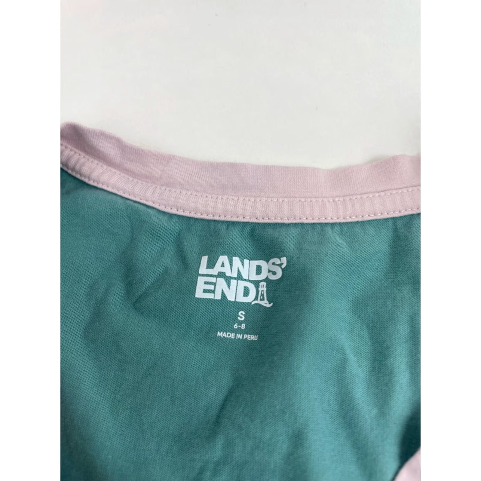 Lands' End Lands' End T-Shirt Women's Size Small 6-8 Turquoise Pink V-neck Short Sleeve Tee Size S / US 4 / IT 40 - 6 Thumbnail