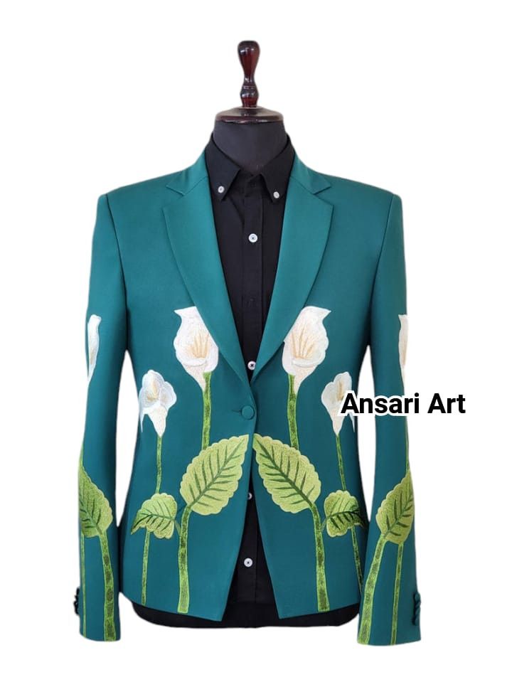 Other Men 2PC Customized floral embroidery western Nudie outfit Size 46S - 1 Thumbnail