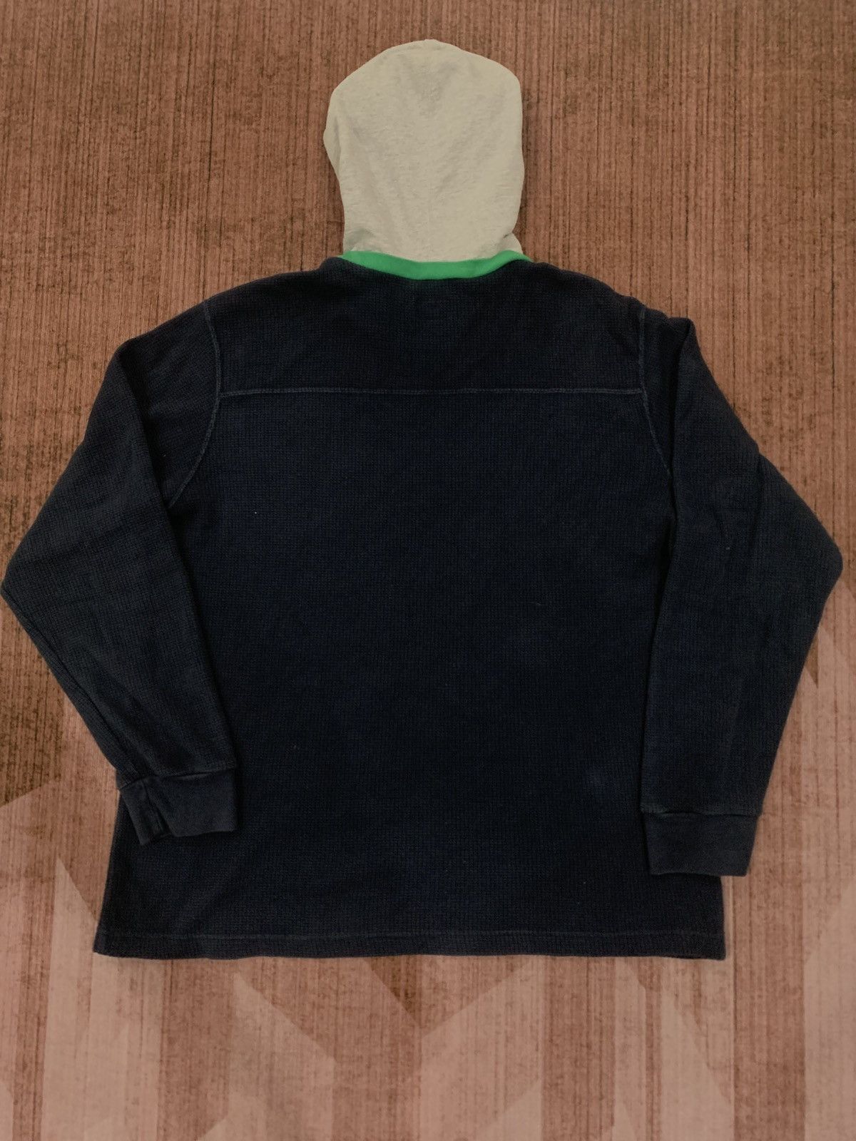 Supreme Supreme Hooded Wafle Ringer Navy FW-17 Size US XL / EU 56 / 4 - 7 Thumbnail