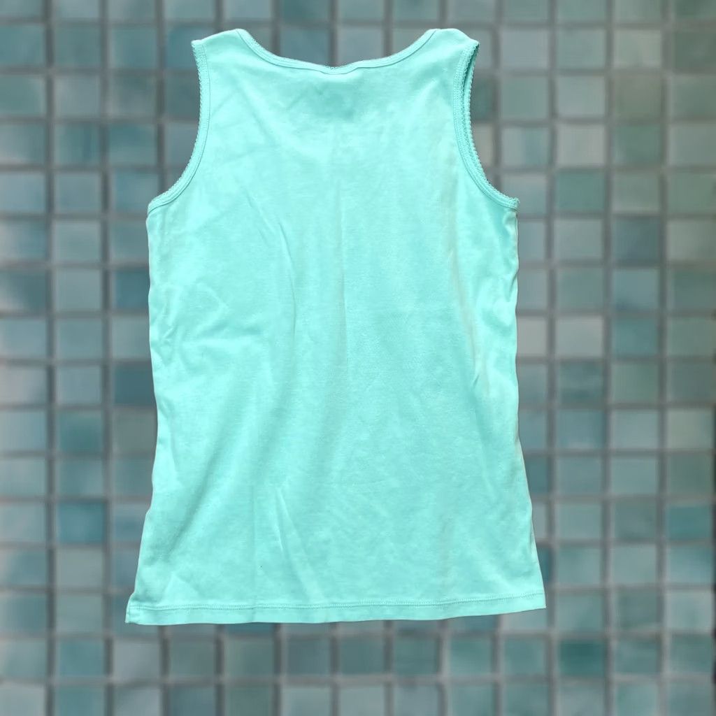 Lands' End Lands' End Top Womens S Green Tank Cotton Knit Lace Trim Casual Sleeveless Scoop Neck Cotton Women's Tank Top Shirt Basic Size S / US 4 / IT 40 - 1 Thumbnail