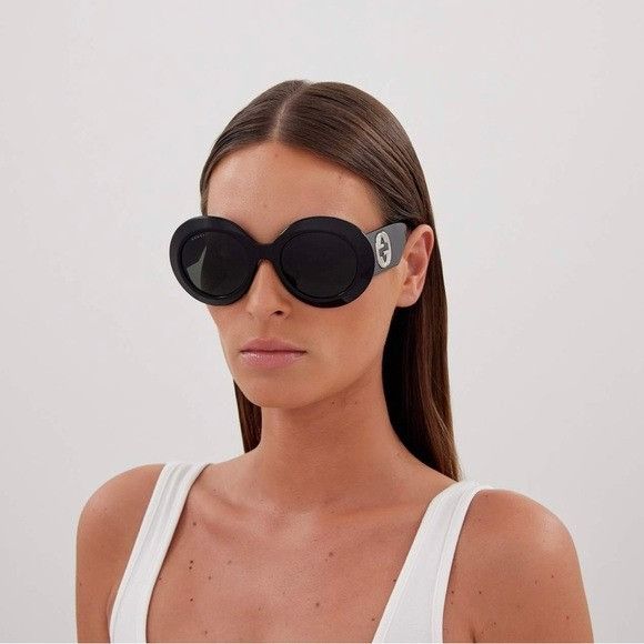 Gucci NEW GG1647S 007 GUCCI BLACK ROUND WOMEN SUNGLASSES GG 1647S Size ONE SIZE - 6 Thumbnail