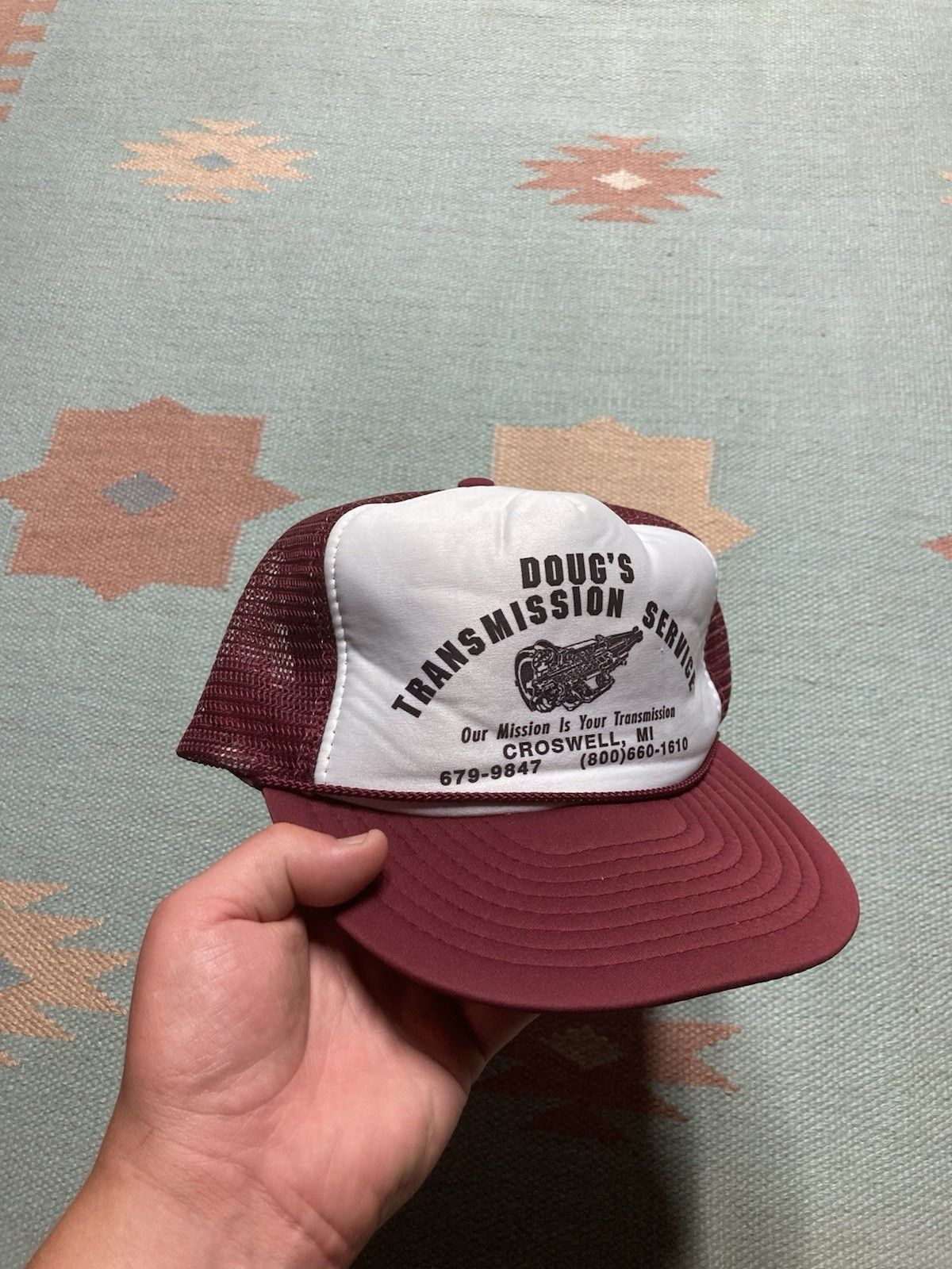 Vintage trucker hat Dougs transmission service Michigan car mechanic Size ONE SIZE - 1 Thumbnail