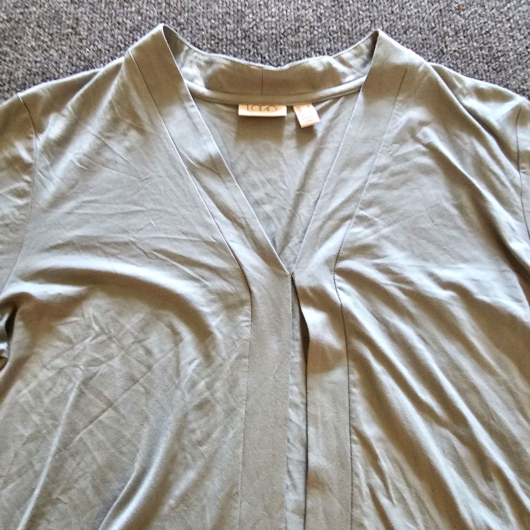 Vintage LOGO Lori Goldstein Top Blouse Women M Green Long Sleeve Stretch Ruffle Cardigan Size M / US 6-8 / IT 42-44 - 2 Thumbnail