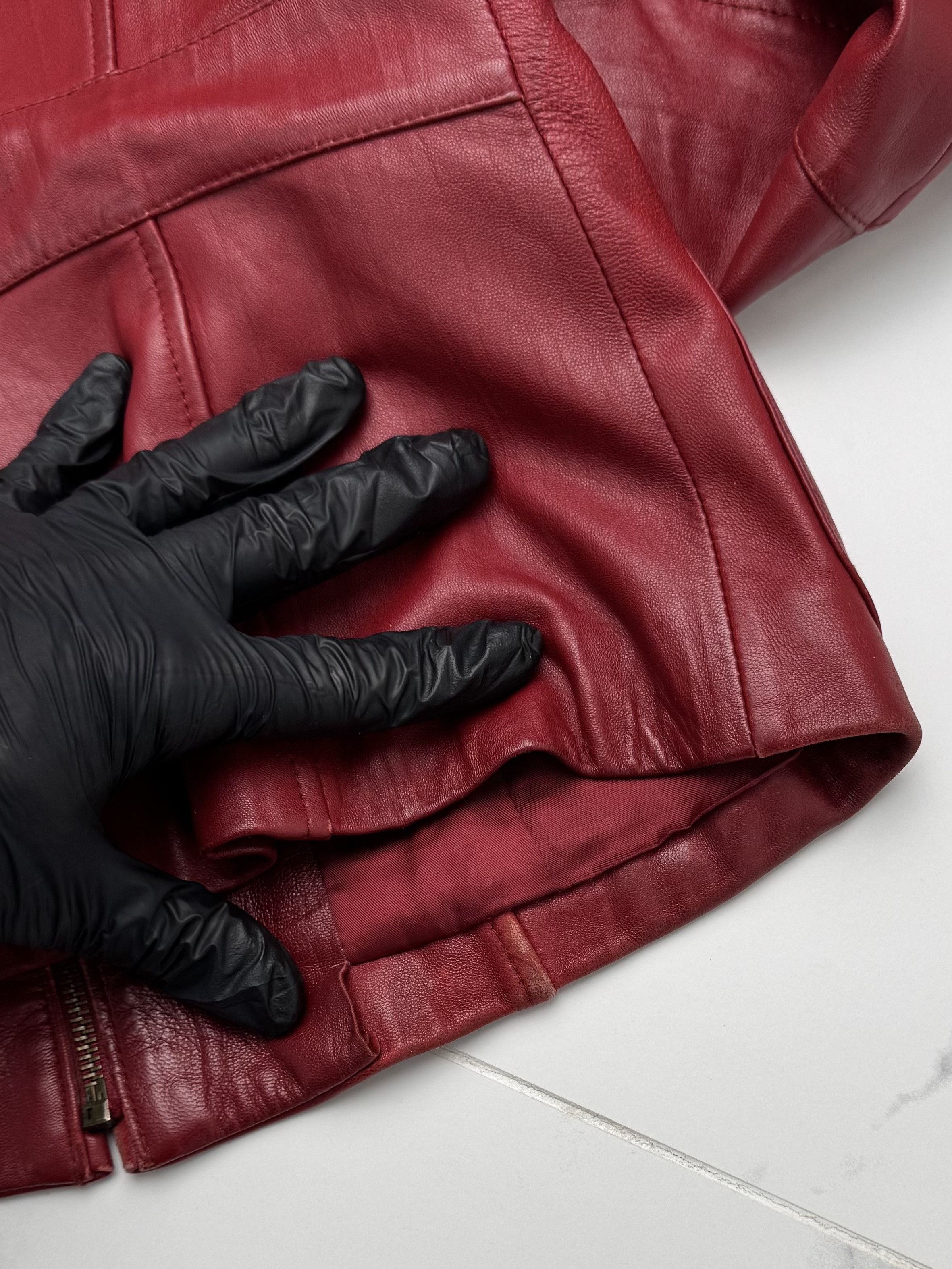 Vintage Women Red Leather Jacket Y2K Vintage Fitted Zip Up Style Size S / US 4 / IT 40 - 16 Thumbnail