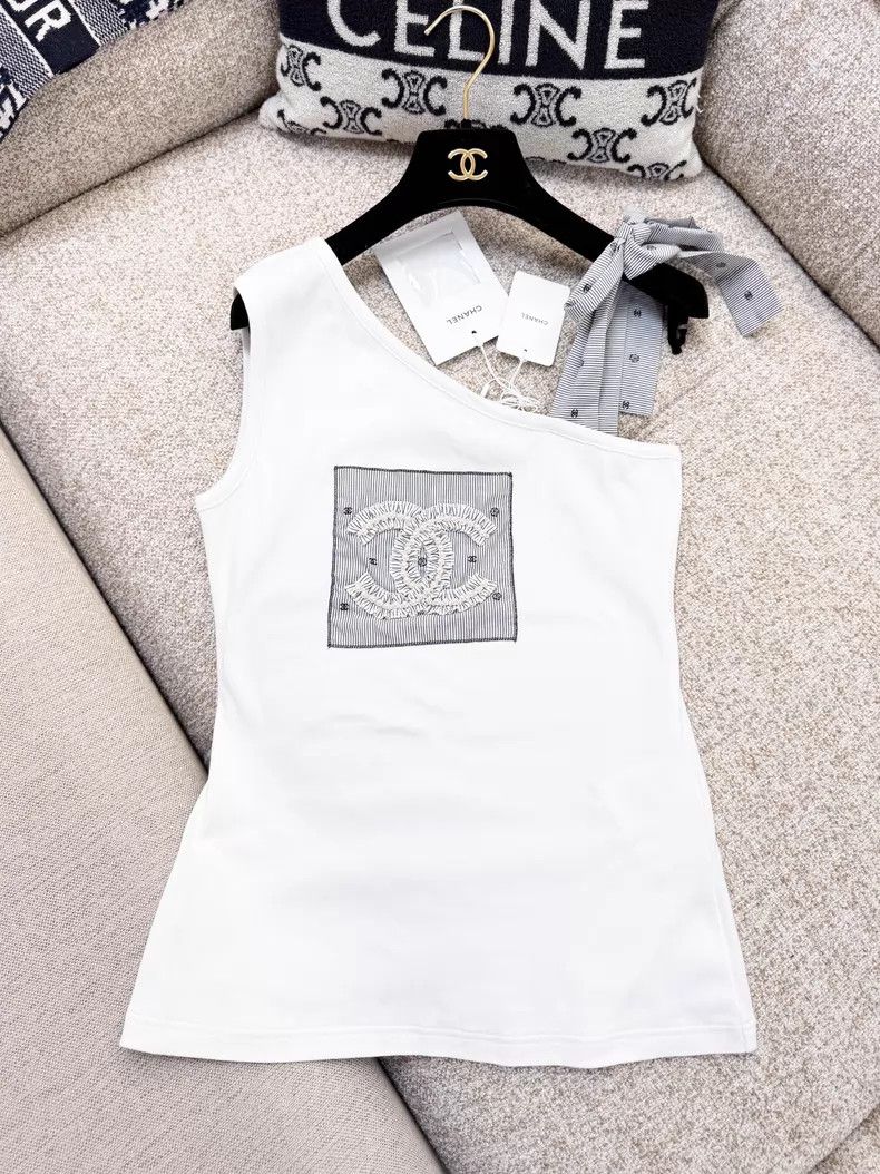 Chanel Chanel One-shoulder bow stud bead double Clogo vest suspen Size XS / US 0-2 / IT 36-38 - 1 Thumbnail