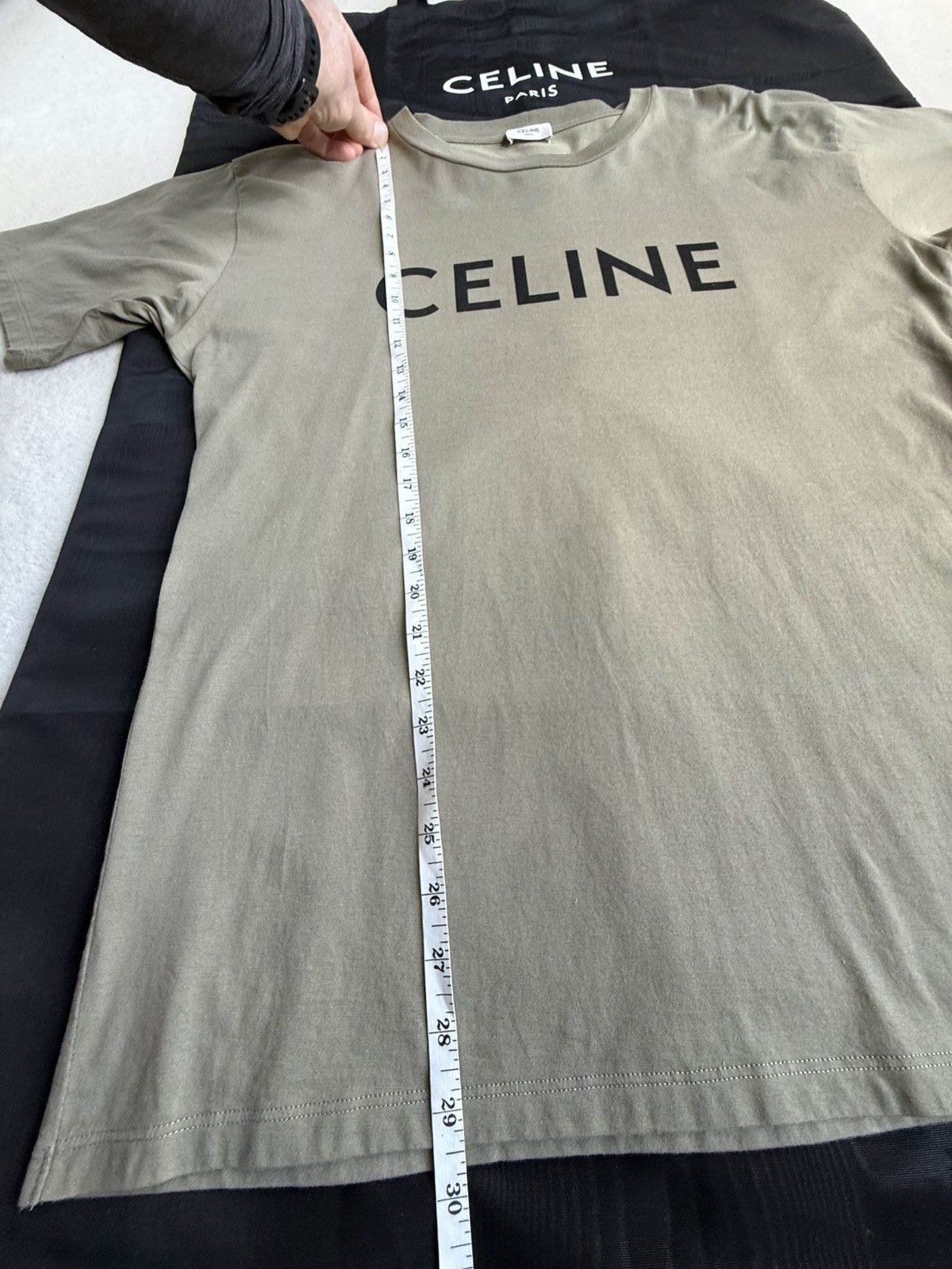 Celine Celine logo t shirt Hedi Slimane khaki green L grail Size US L / EU 52-54 / 3 - 9 Thumbnail