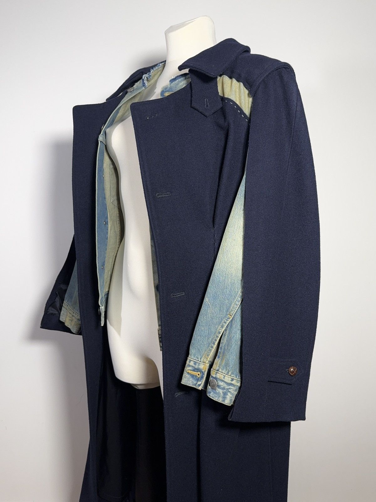 Maison Margiela Maison Margiela Deconstructed Hybrid Wool/Denim Coat Size S / US 4 / IT 40 - 10 Thumbnail