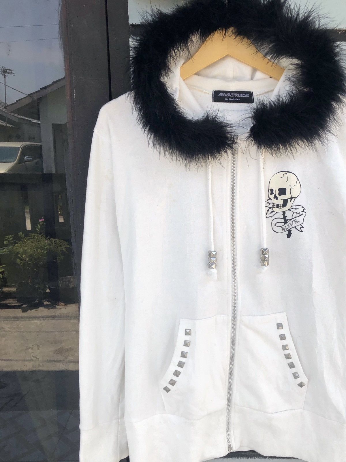 トップス GLAD NEWS Skull Fur Zip Hoodie glad news skeleton full zip up hoodie jacket | eBay