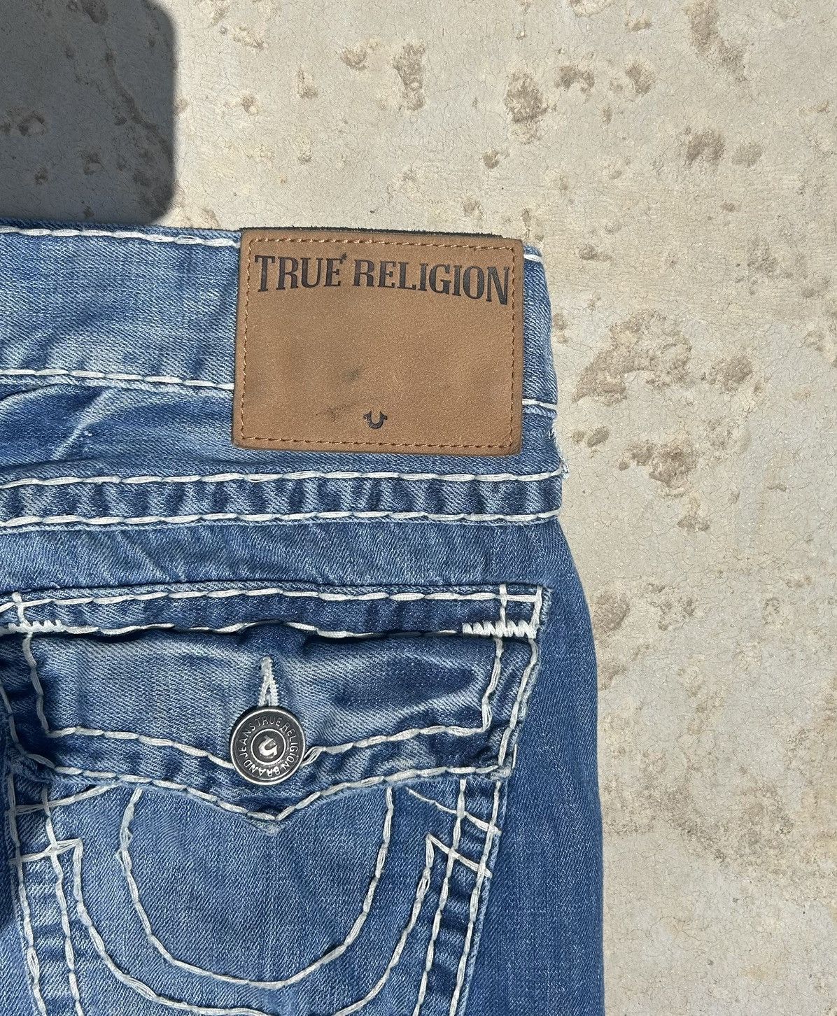 True Religion True religion men jeans 28 white stitching | Grailed