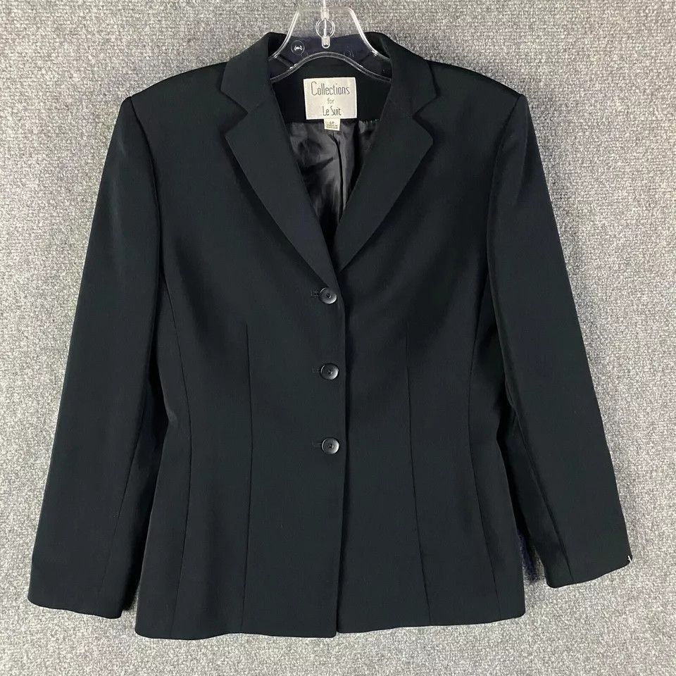 Other Le Suit Blazer Women's 6P Black Petite Jacket 3 Buttons Size M / US 6-8 / IT 42-44 - 1 Thumbnail