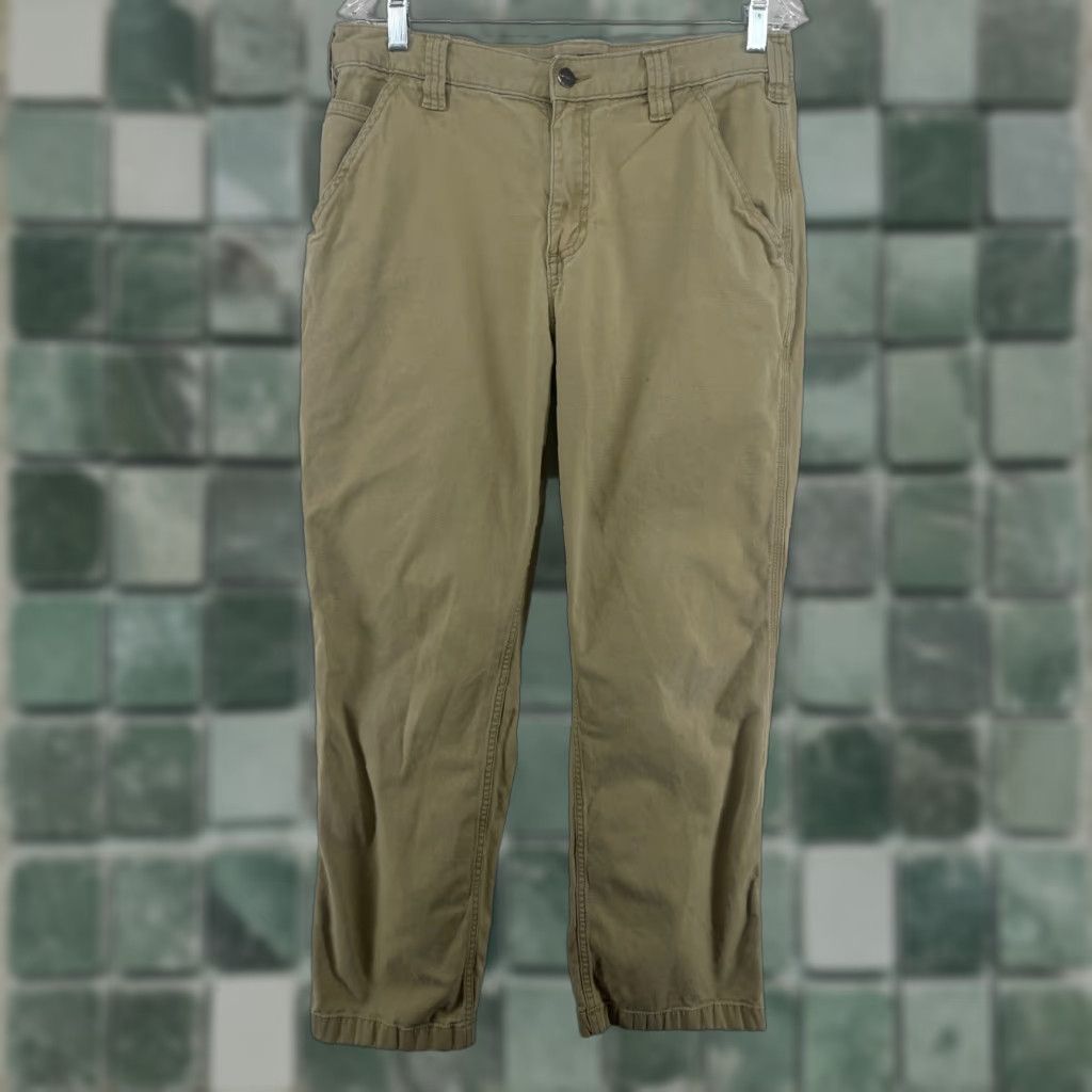 CARHARTT Pants Mens 33x30 Rugged Flex Canvas Work Cotton Beige Relaxed Fit 5-Pocket Design Baggy Carpenter