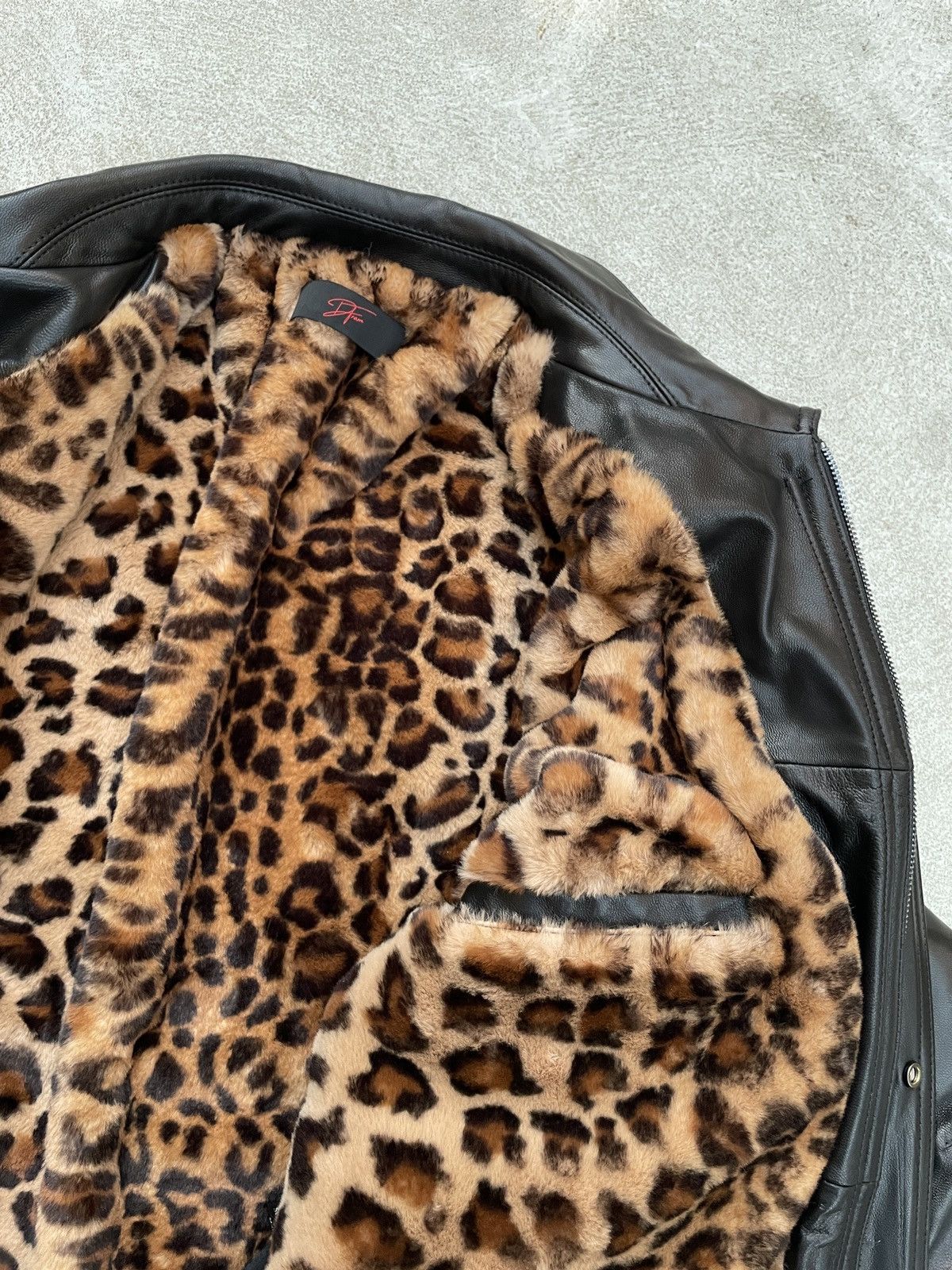 Genuine Leather × Vintage Vintage Leather Jacket X Cheetah Fur Interior Size US L / EU 52-54 / 3 - 3 Thumbnail
