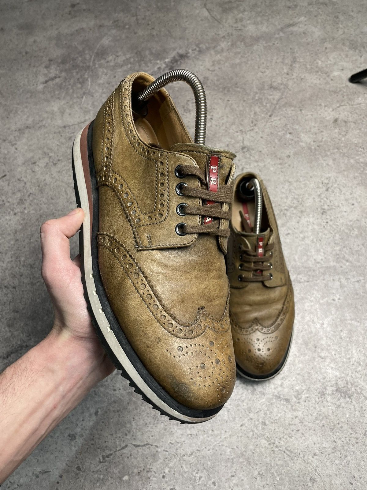 Prada Rare Prada Leather Brown shoes Size US 8.5 / EU 41-42 - 2 Thumbnail