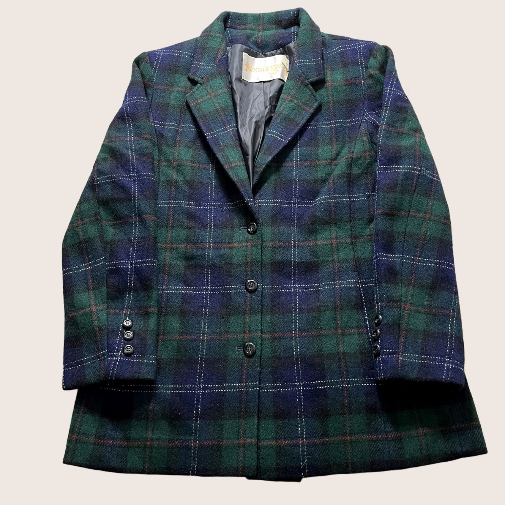 Pendleton Pendleton Blazer Women 14 Green Plaid Wool 70s Vintage Preppy Jacket Three-Button Three-Button Front Size XL / US 12-14 / IT 48-50 - 1 Thumbnail