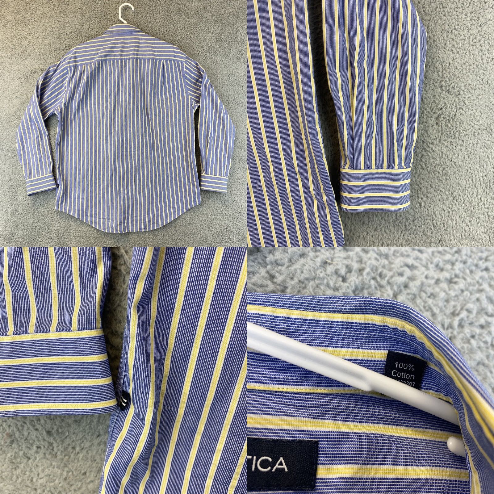 Nautica Nautica Dress Shirt Men 15 32/33 Blue Yellow Striped Cotton Pocket / 72-3 Size 40R - 8 Thumbnail