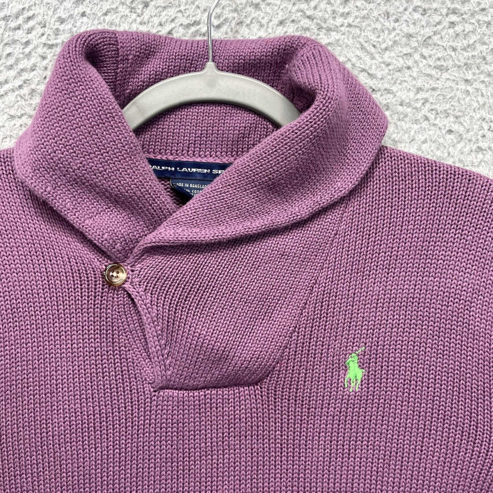 Polo Ralph Lauren VINTAGE Ralph Lauren Sport Sweater Womens XL Purple Shawl Collar Pullover Cotton Knit Size XL / US 12-14 / IT 48-50 - 3 Thumbnail