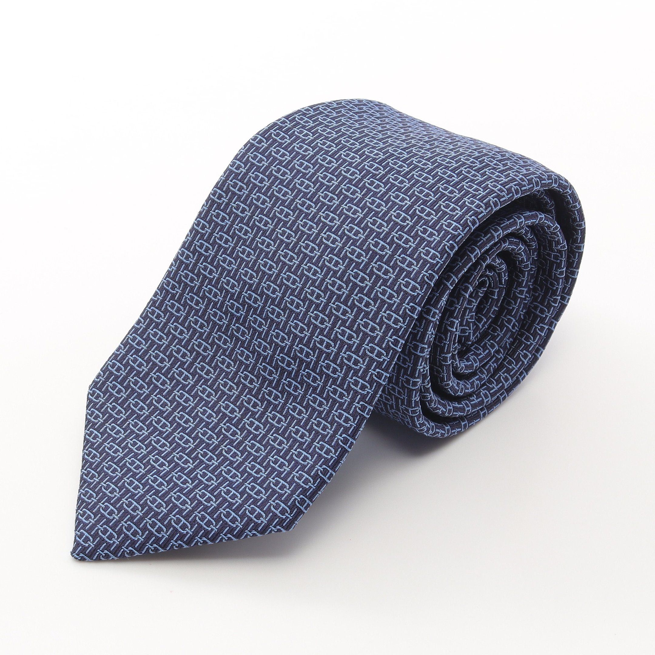 Hermes Hermes Tie Silk Dark Blue Size ONE SIZE - 1 Thumbnail