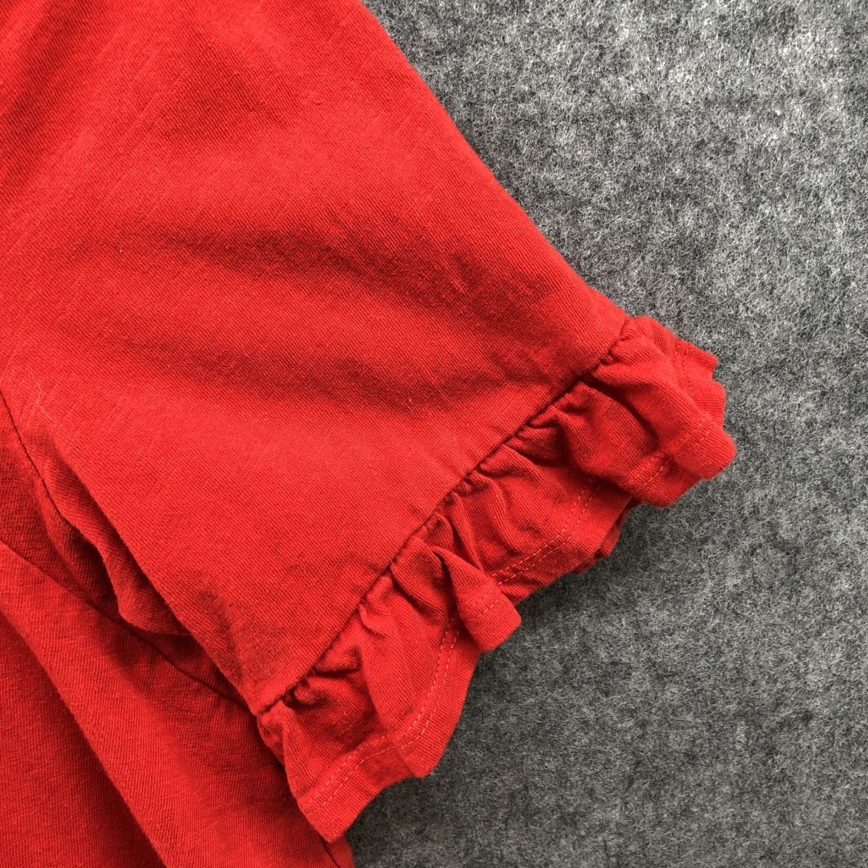 Asos ASOS Square Neck Mini Dress Size 14 Red Ruffle Short Sleeve Swing Cotton Size 36" / US 14 / IT 50 - 5 Thumbnail