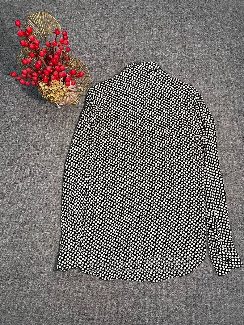 Saint Laurent Paris Saint Laurent Paris Black and White Polka Dot Silk Shirt Size XS / US 0-2 / IT 36-38 - 6 Thumbnail