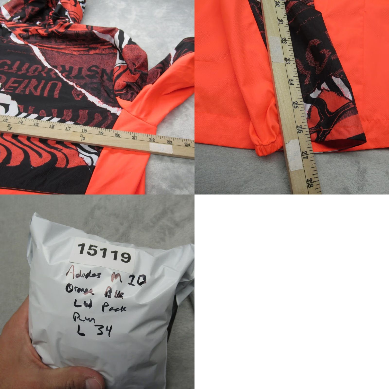 Adidas Adidas Own The Run Jacket Mens Medium Orange Lightweight Packable Running Track Size US M / EU 48-50 / 2 - 9 Thumbnail