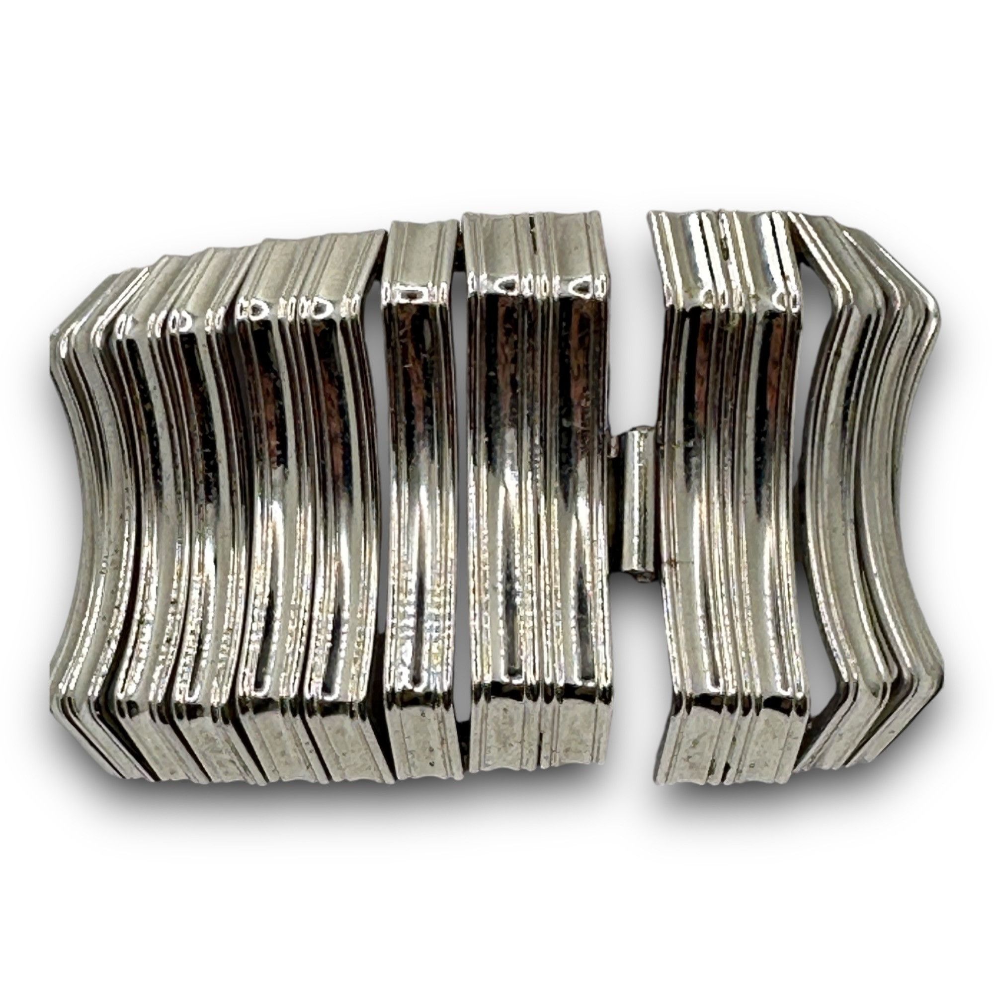 Vintage Vintage SilverTone Cuff Bracelet Art Deco Retro Bohemian Rar Size ONE SIZE - 2 Thumbnail