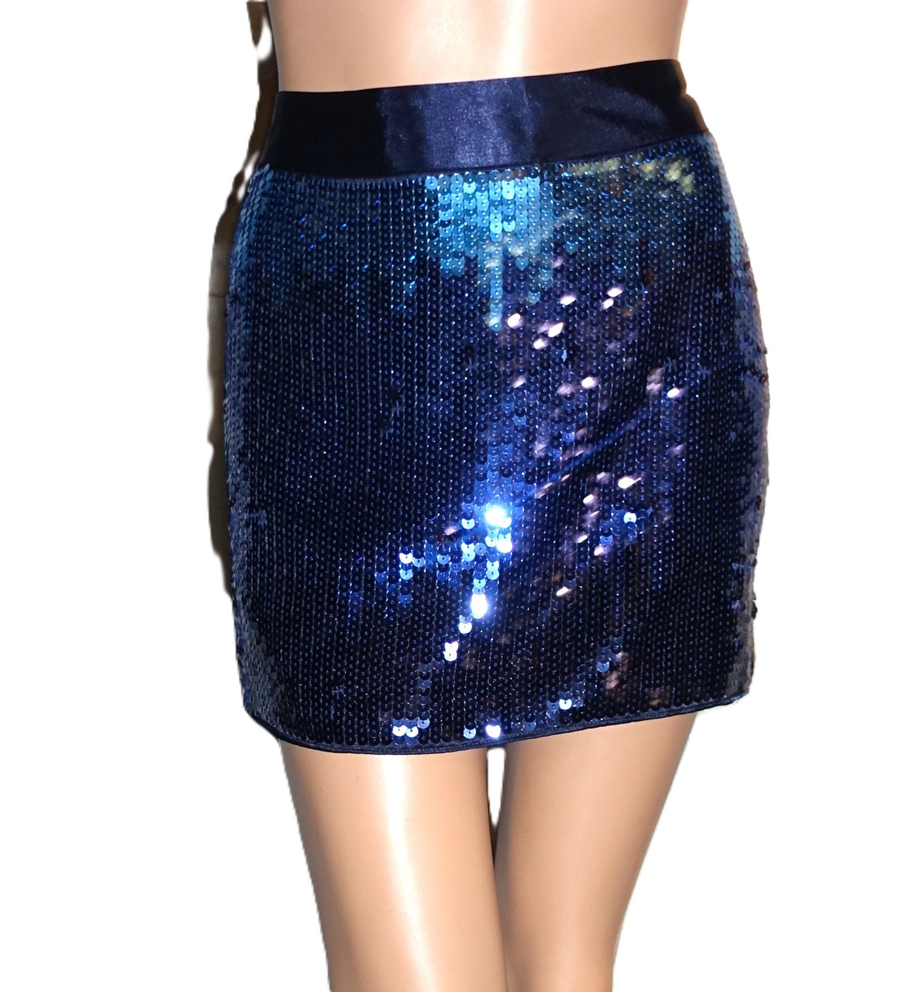 Express Express Design Studio Blue Sequin Skirt 6 NWOT Size 28" / US 6 / IT 42 - 1 Thumbnail