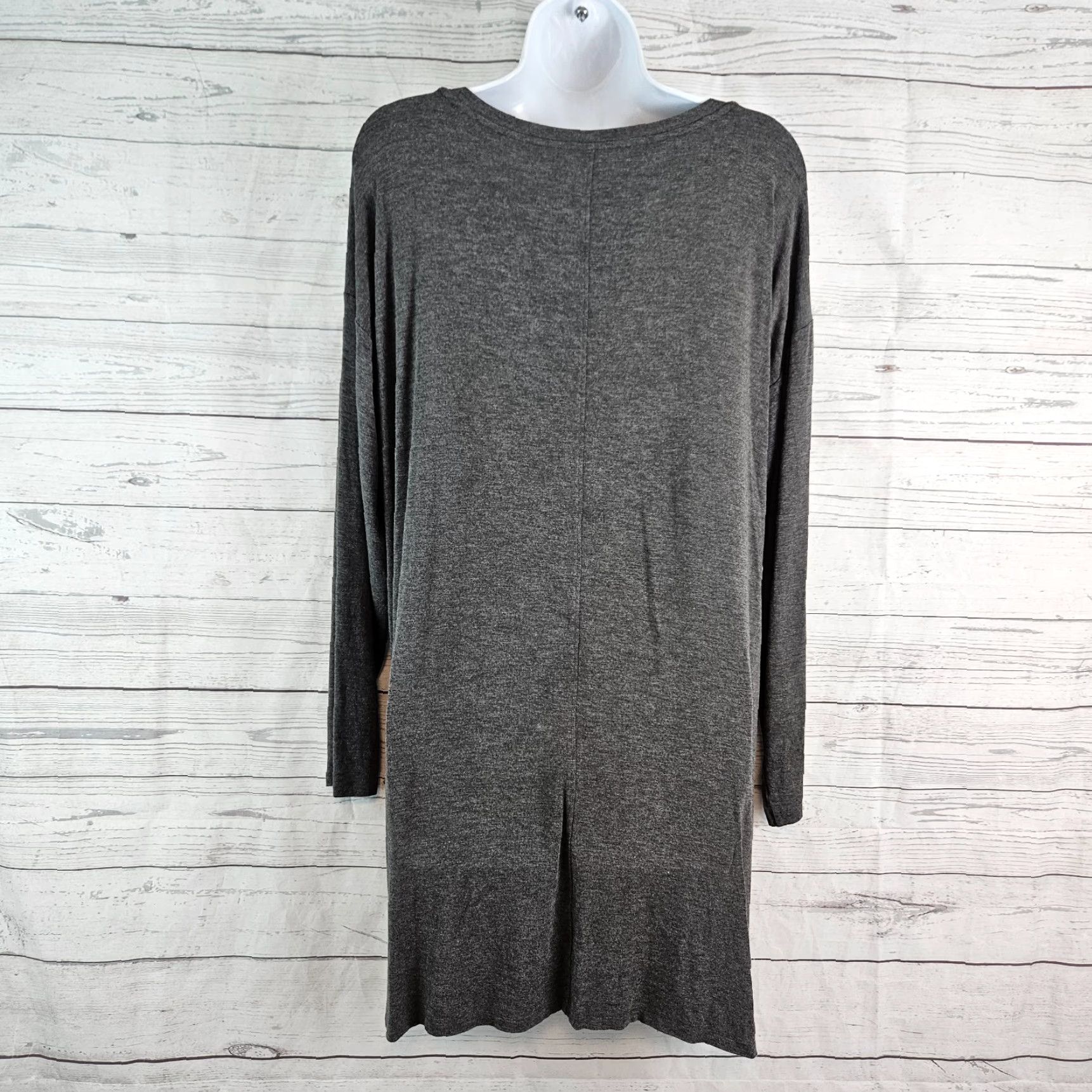 Eileen Fisher Eileen Fisher Womens Tunic Blouse L Solid Gray Long Sleeve Viscose Blend Size L / US 10 / IT 46 - 3 Thumbnail