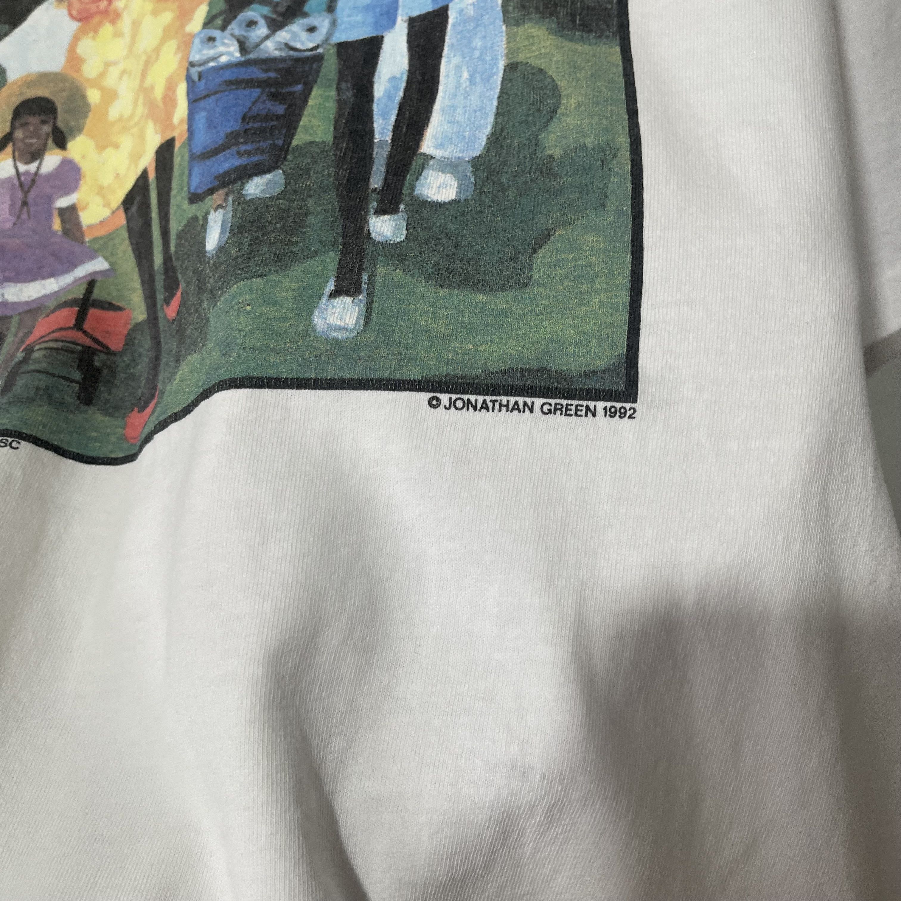 Vintage Vintage 1992 Jonathan Green “Family Gathering” Art T-Shirt Size US XL / EU 56 / 4 - 4 Thumbnail