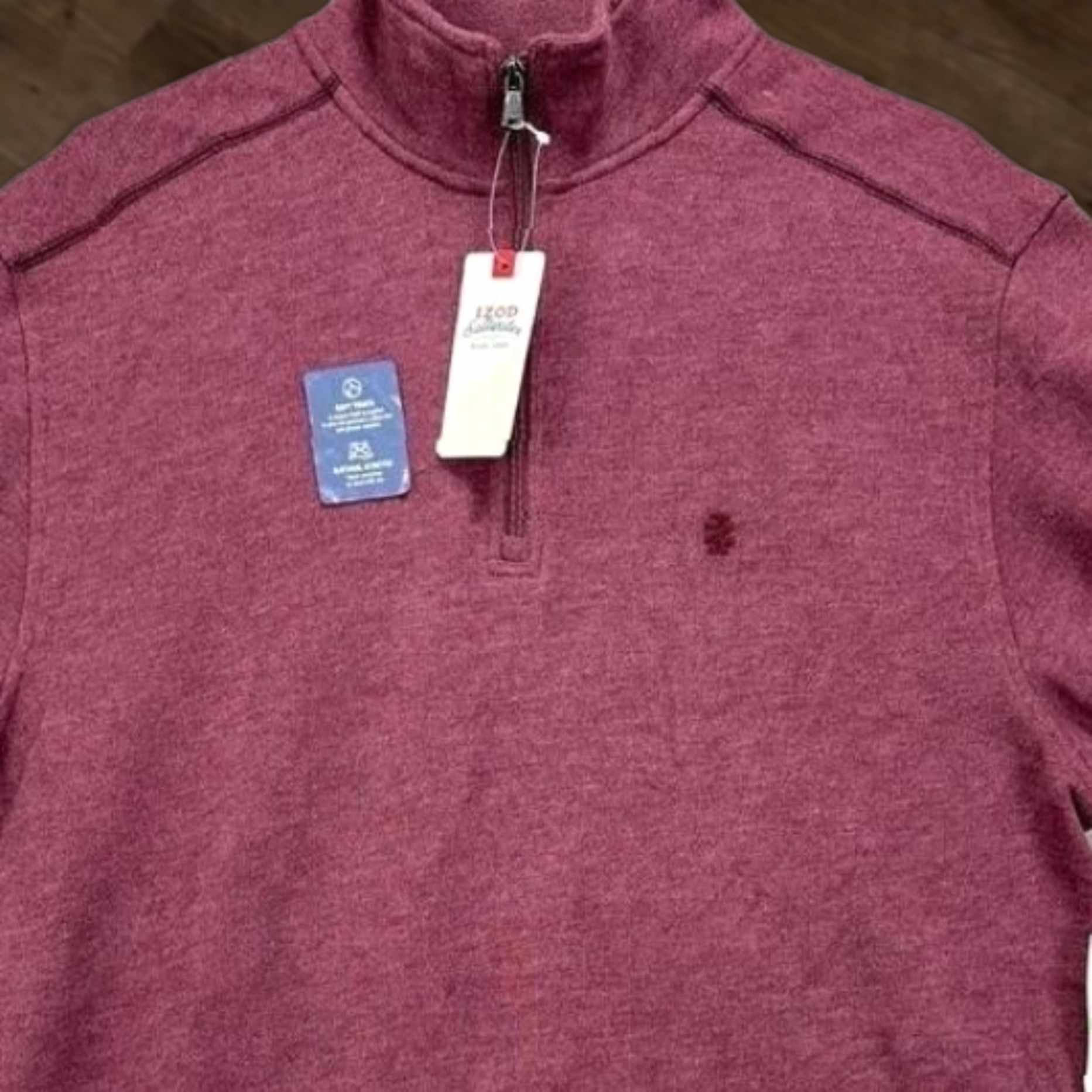 Izod IZOD Saltwater Sweater Men Large Burgundy Relaxed Fleece Pullover Sweatshirt NEW Size US L / EU 52-54 / 3 - 1 Thumbnail
