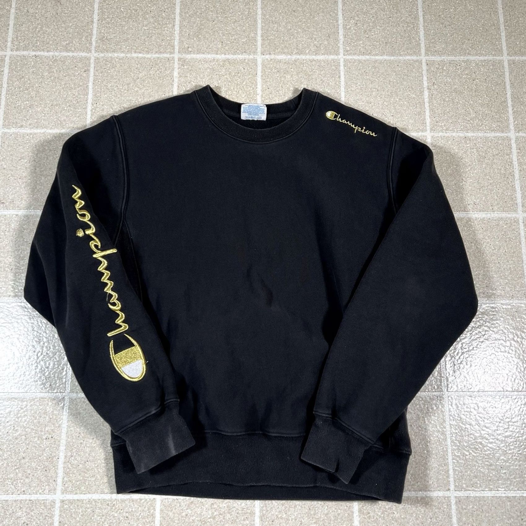 Champion VINTAGE Champion Sweatshirt Mens M Reverse Weave Blank Black Y2K Pullover Casual Mens Size US M / EU 48-50 / 2 - 2 Thumbnail