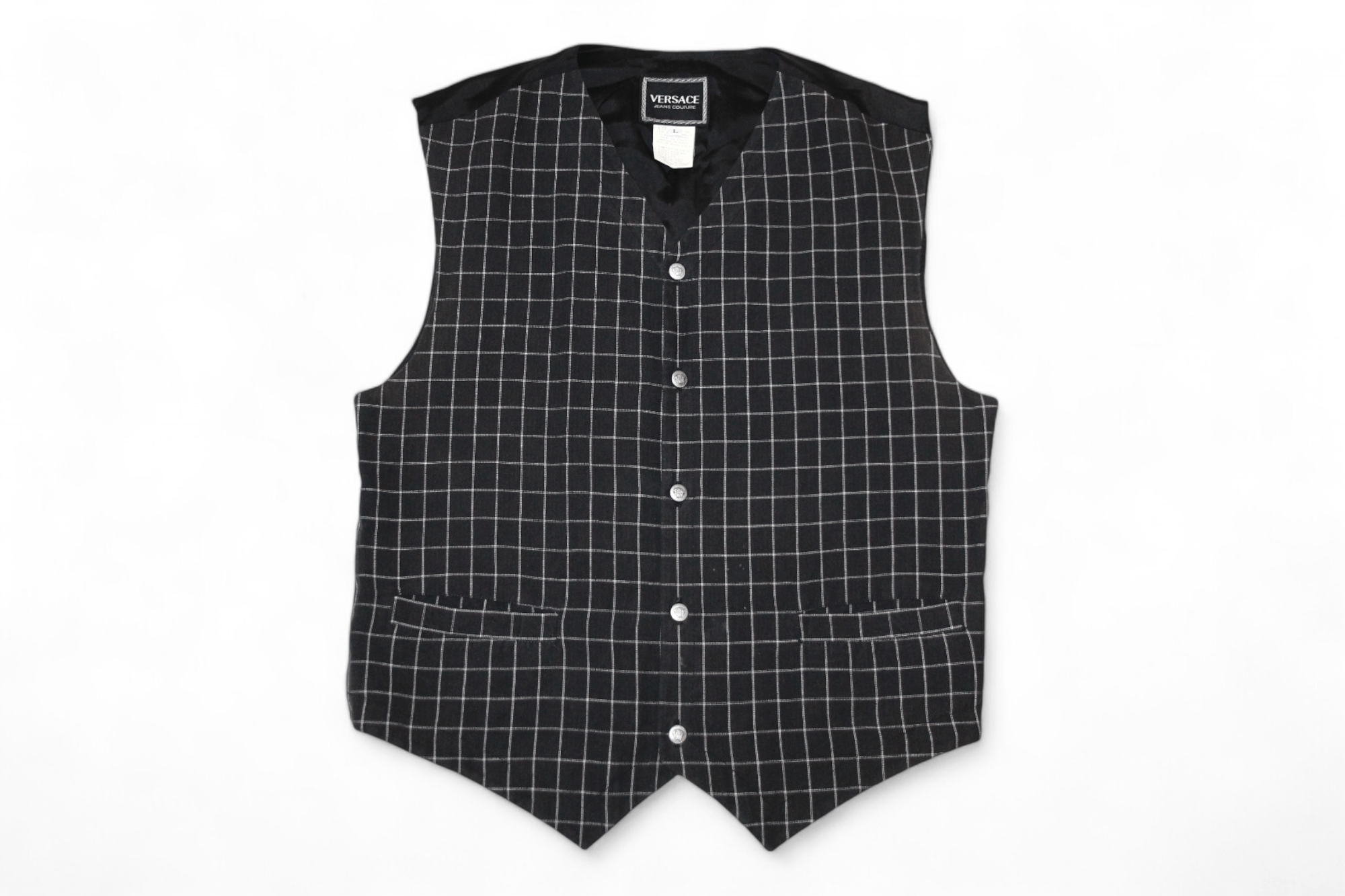 Versace Versace Jeans Couture linen cotton windowpane waistcoat Size US L / EU 52-54 / 3 - 1 Thumbnail
