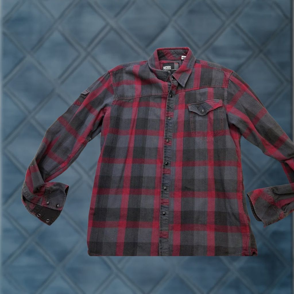 Vintage VINTAGE Micros Shirt Mens Large Red Plaid Flannel Snap Button Pocket Long Sleeve Size US L / EU 52-54 / 3 - 1 Thumbnail