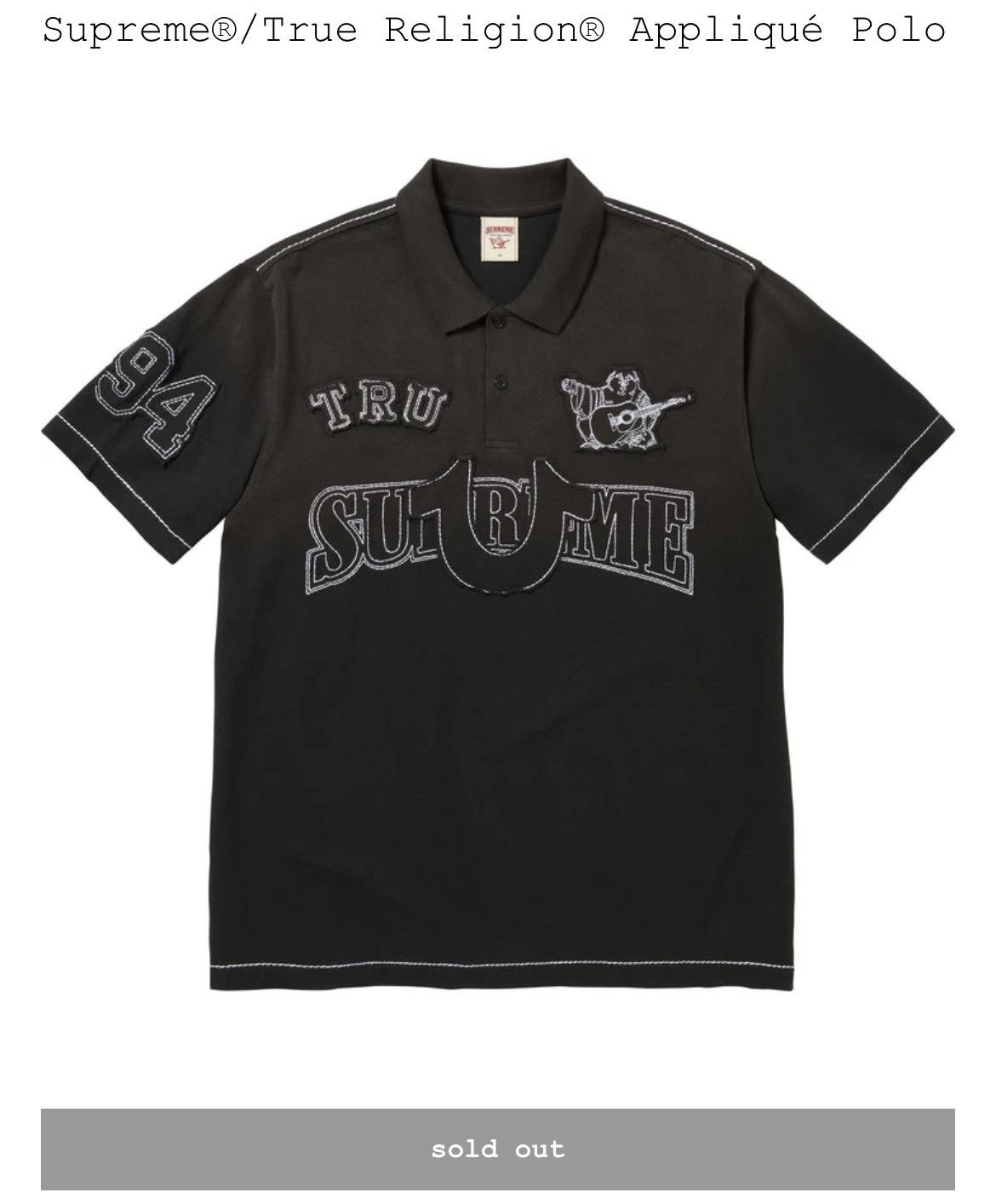 Supreme × True Religion Size Medium Black Supreme x True Religion Polo Size US M / EU 48-50 / 2 - 1 Thumbnail