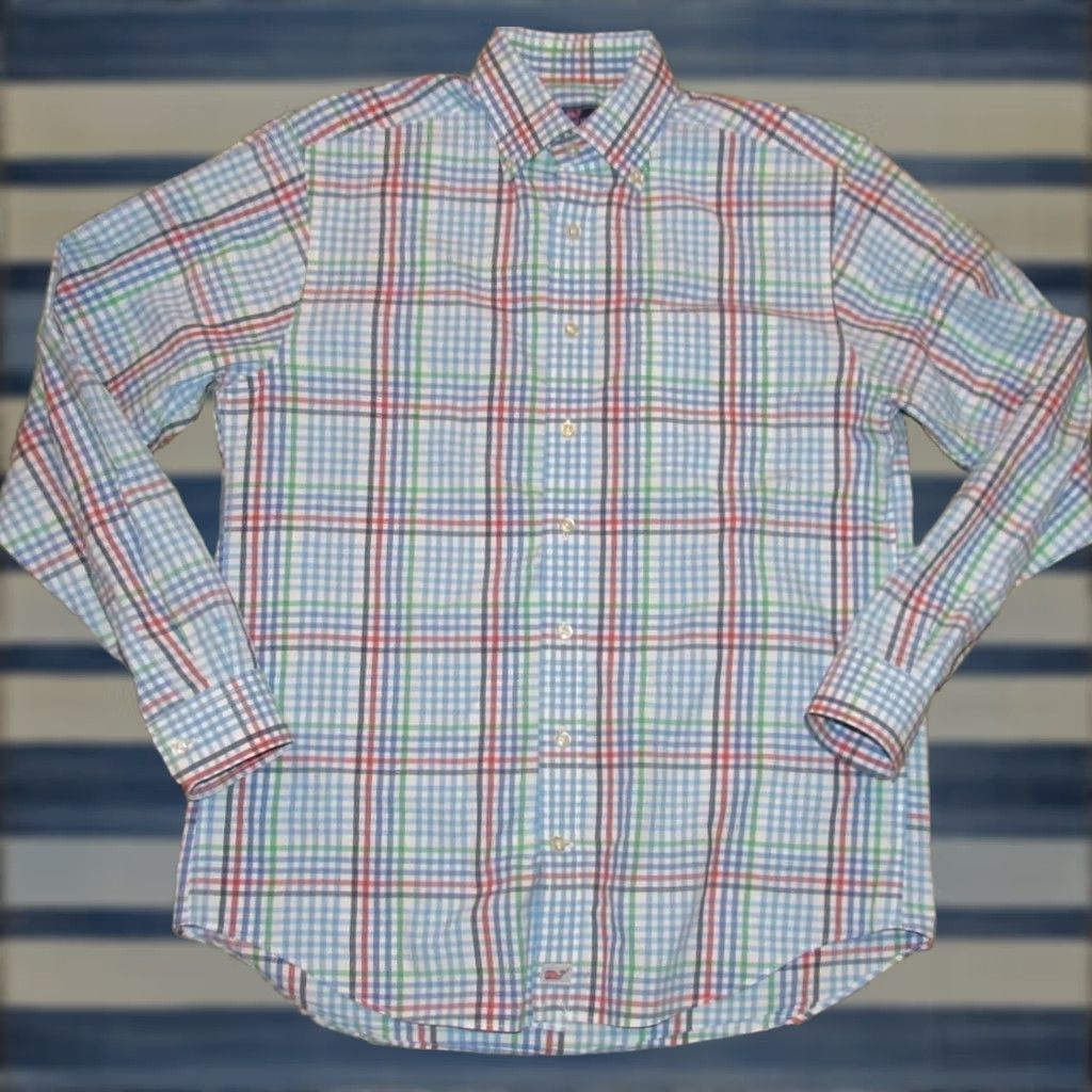 Vineyard Vines VINEYARD VINES White Tattersall Long Sleeve Button Down Murray Shirt Medium M Size US M / EU 48-50 / 2 - 1 Thumbnail